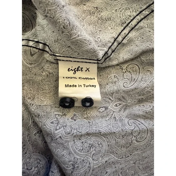 Eight X Mens Paisley Print Button Up Shirt 100 Percent Cotton Made in Turkey - Picture 6 of 6